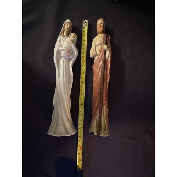 10” Nativity Set Skinny Porcelain Figures 5 Pcs Joseph Mary & Baby 3 Wise Men - Picture 7 of 14